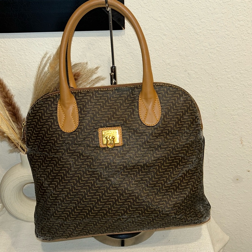 LANCEL Paris Bucket shoulder bag With brown Leather Trim
